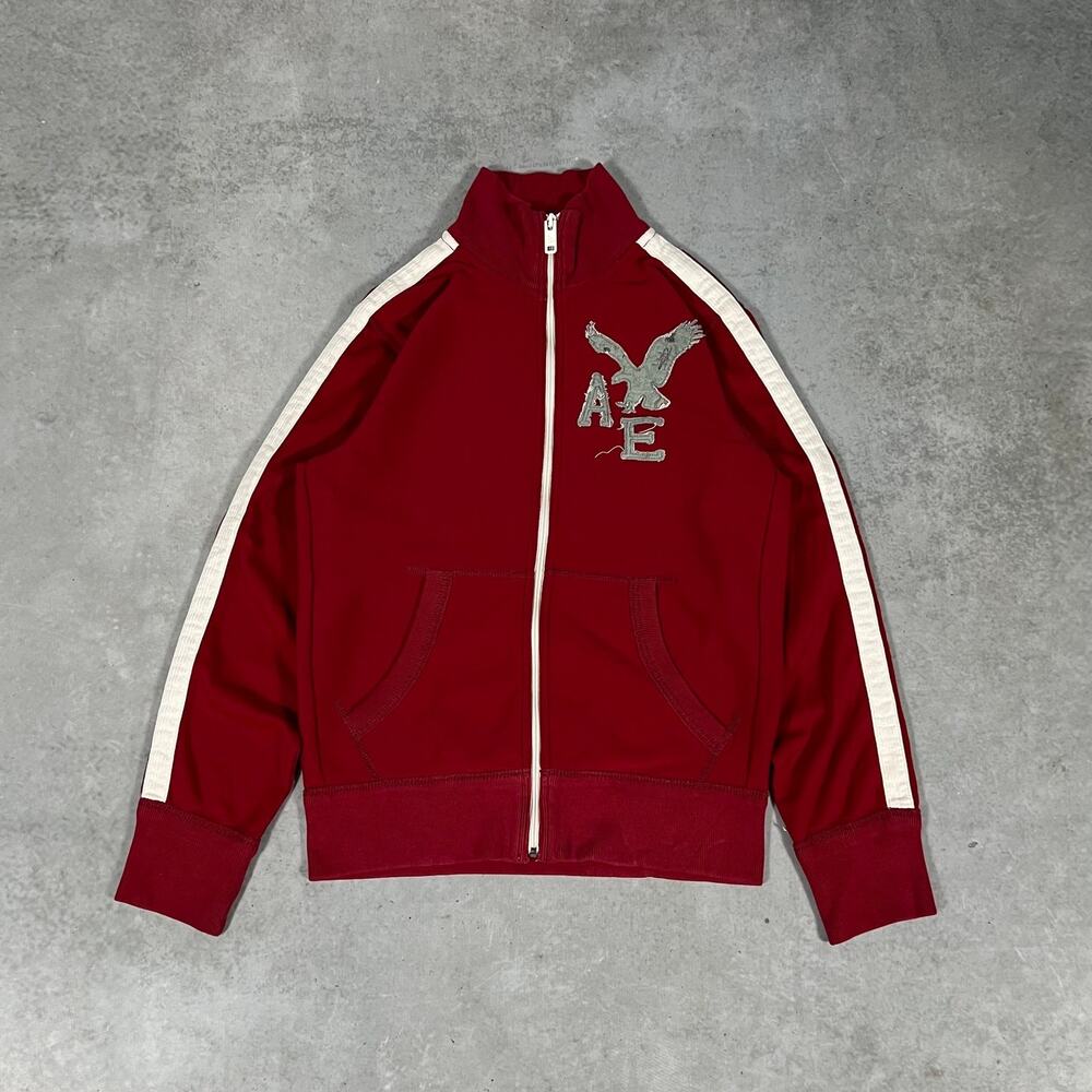 American Eagle Red Track Zip Up Men's Size Small Vintage Fit Embroidered